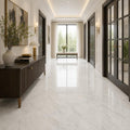 Pearl White Marble Tile 18x18 Polished — Hallway floor