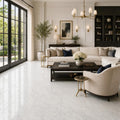Pearl White Marble Tile 18x18 Polished — Living Room floor