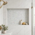 Pebble Carrara 12x12 Marble & Glass Mosaic 12x12_sheet — Bathroom niche