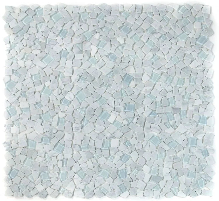 Pebble Carrara 12x12 Marble & Glass Mosaic
