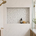 Pebble Loft 12x12 Glass & Marble Mosaic 12x12_sheet — Bathroom niche