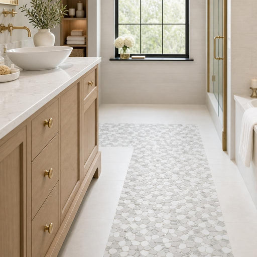 Pebble Loft 12x12 Glass & Marble Mosaic 12x12_sheet — Bathroom shower floor
