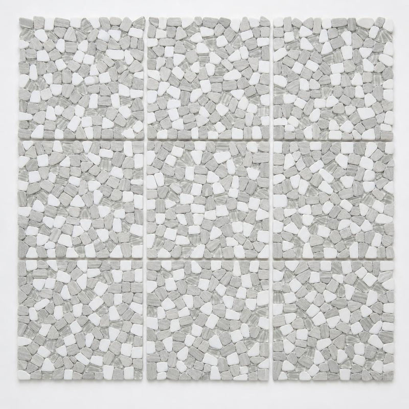 Pebble Loft 12x12 Glass & Marble Mosaic 12x12_sheet close-up