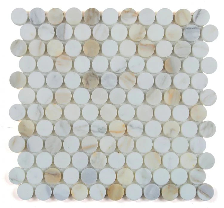 Penny Marble Calacatta 3/4 Honed Mosaic