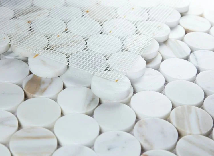 Penny Large Calacatta 2x2 Honed Marble Mosaic