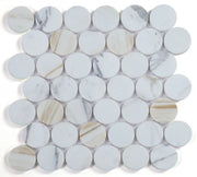 Penny Large Calacatta 2x2 Honed Marble Mosaic