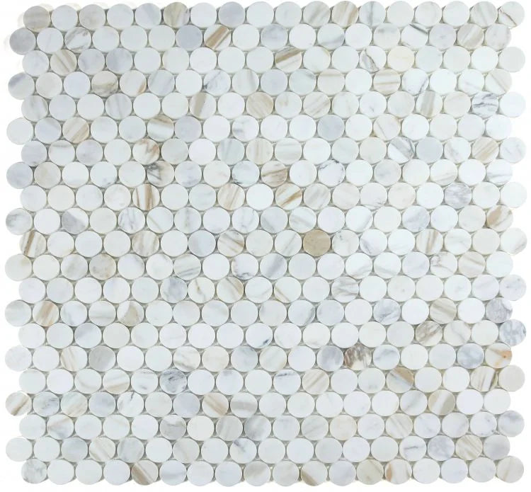 Penny Large Calacatta 2x2 Honed Marble Mosaic
