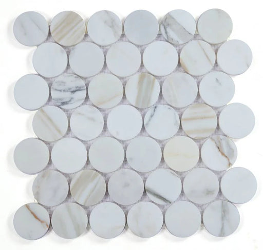 Penny Marble Large Calacatta 2x2 Polished Marble Mosaic
