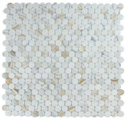Penny Marble Large Calacatta 2x2 Polished Marble Mosaic