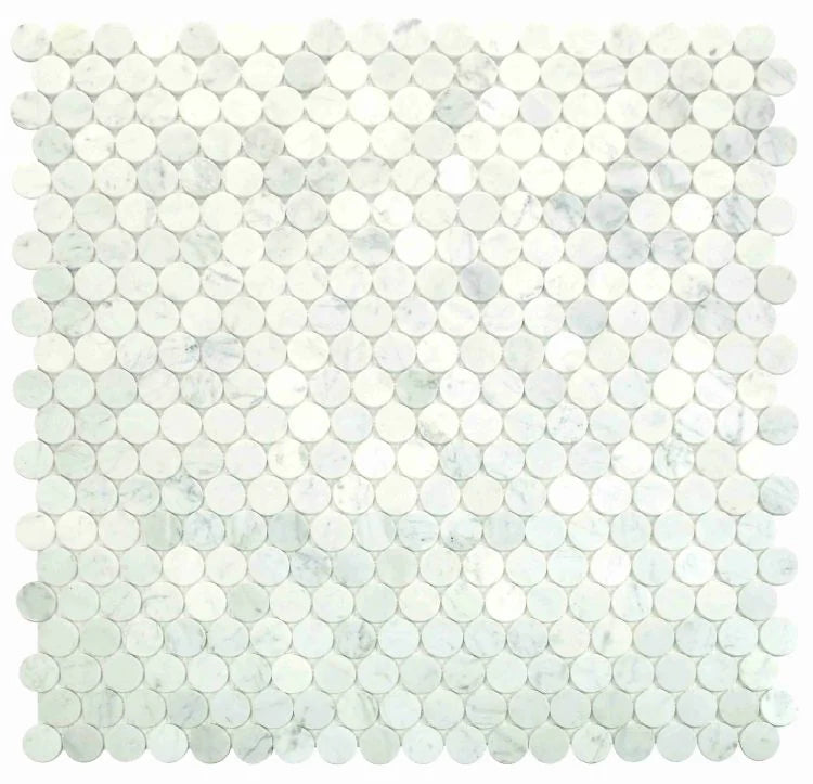Penny Marble Large Carrara 2x2 Honed Marble Mosaic