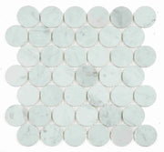 Penny Marble Large Carrara 2x2 Honed Marble Mosaic