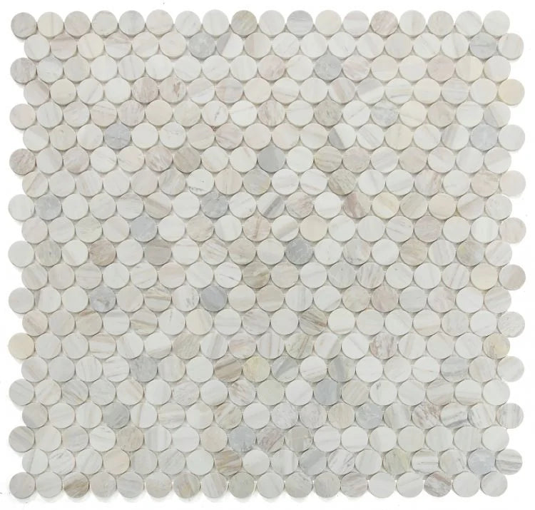 Penny Marble Large Eura Wood 2x2 Honed Marble Mosaic