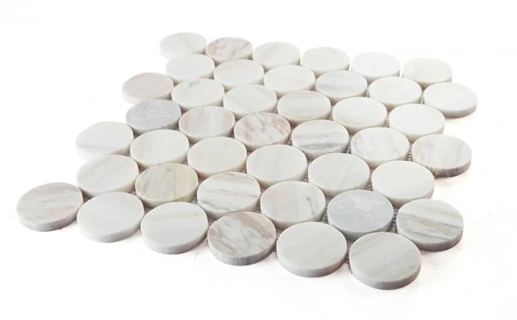 Penny Marble Large Eura Wood 2x2 Honed Marble Mosaic