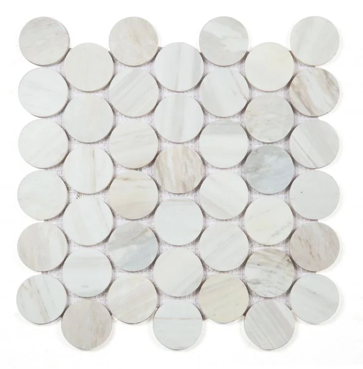 Penny Marble Large Eura Wood 2x2 Honed Marble Mosaic