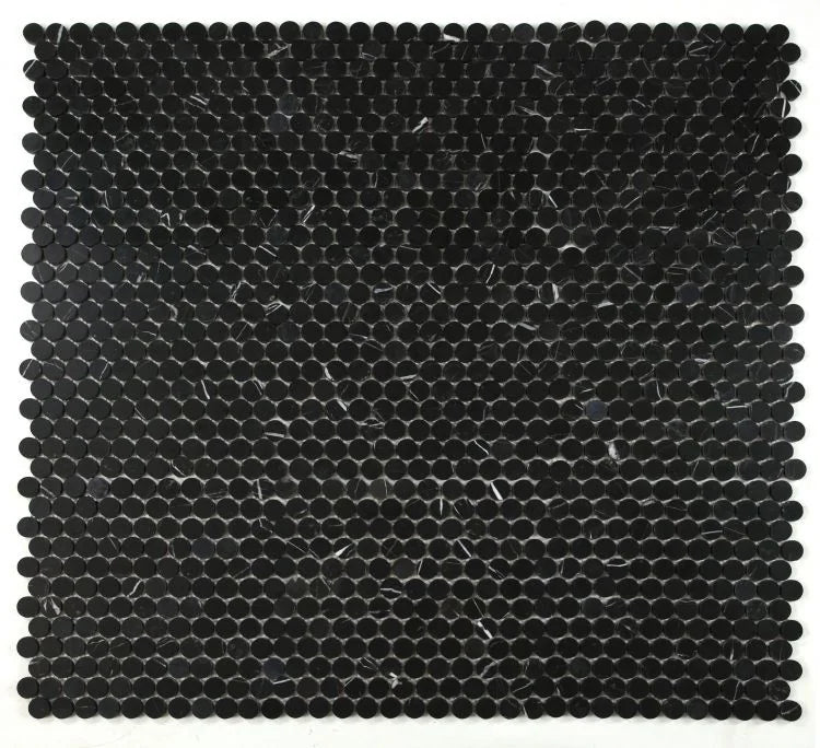 Penny Marble Marquina Penny Round Marble Mosaic