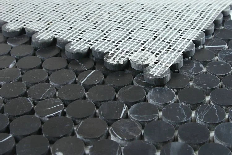 Penny Marble Marquina Penny Round Marble Mosaic