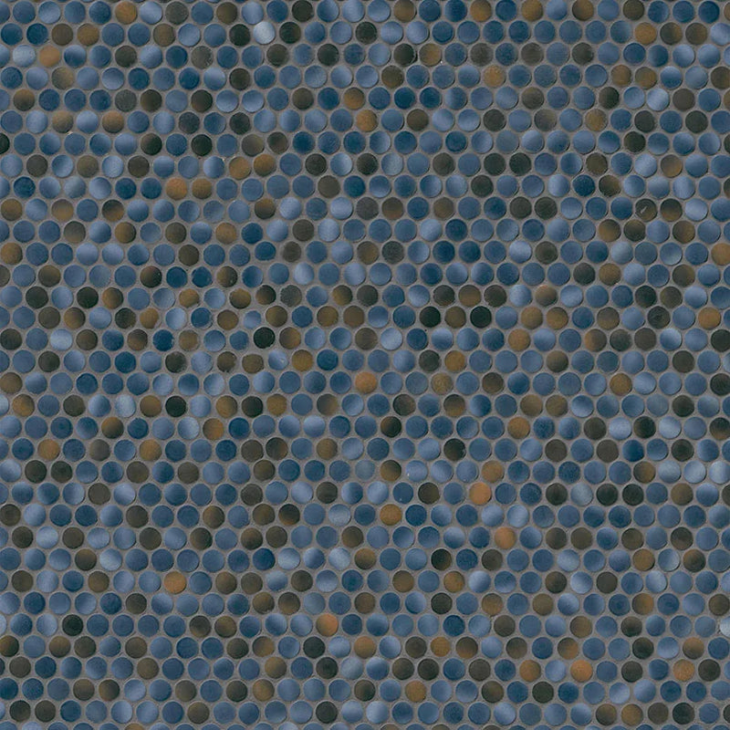 Penny Round Azul Glossy 0.24 Inch Porcelain Mosaic Tile