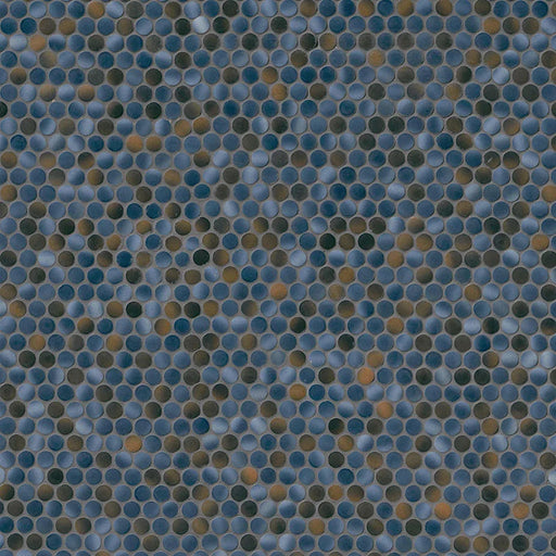 Penny Round Azul Glossy 0.24 Inch Porcelain Mosaic Tile