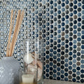 Penny Round Azul Glossy 0.24 Inch Porcelain Mosaic Tile