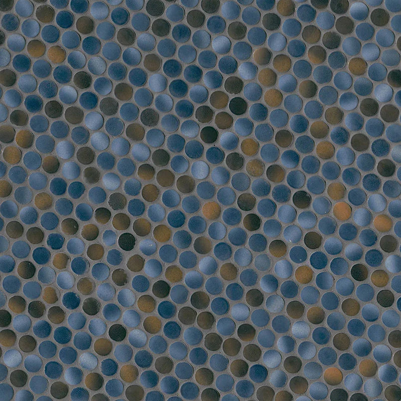 Penny Round Azul Glossy 0.24 Inch Porcelain Mosaic Tile