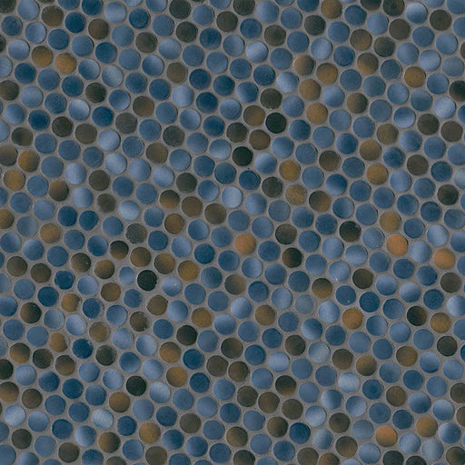 Penny Round Azul Glossy 0.24 Inch Porcelain Mosaic Tile