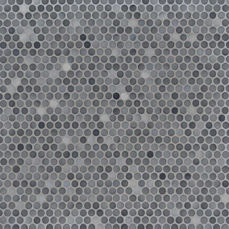 Penny Round Grigio Mix Pattern Glossy 0.24 Inch Porcelain Mosaic Tile