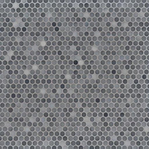 Penny Round Grigio Mix Pattern Glossy 0.24 Inch Porcelain Mosaic Tile