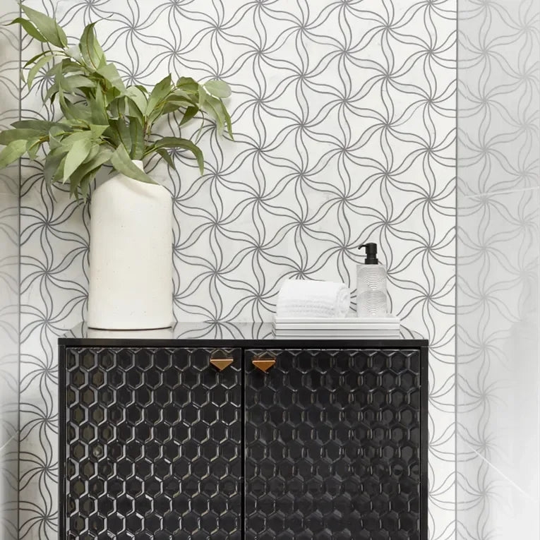 Petal Blanc Honed Stone Mesh Pattern Marble Mosaic