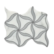 Petal Blanc/Luna Honed Stone Mesh Pattern Marble Mosaic