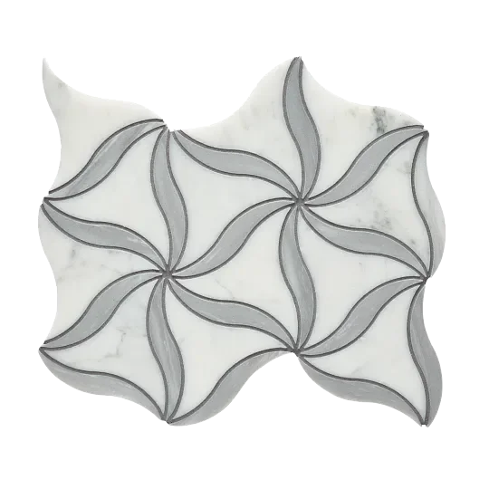 Petal Blanc/Luna Honed Stone Mesh Pattern Marble Mosaic