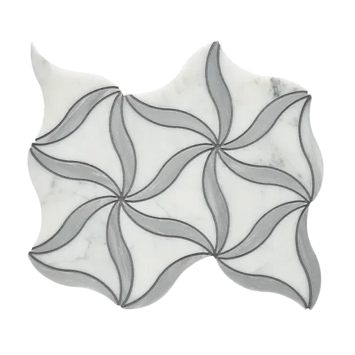 Petal Blanc/Luna Honed Stone Mesh Pattern Marble Mosaic