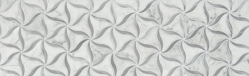 Petal Blanc/Luna Honed Stone Mesh Pattern Marble Mosaic
