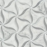 Petal Blanc/Luna Honed Stone Mesh Pattern Marble Mosaic