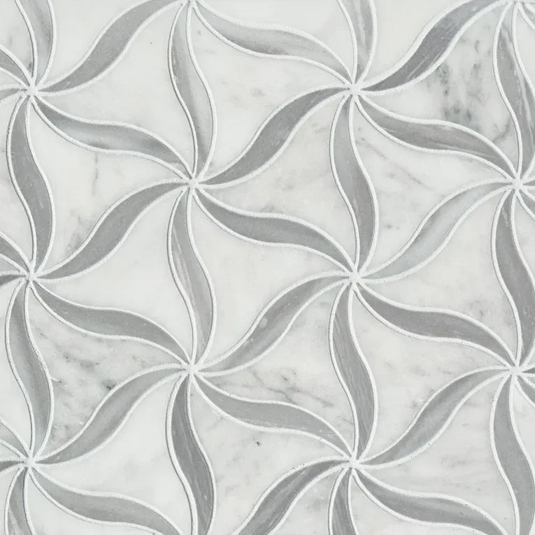 Petal Blanc Honed Stone Mesh Pattern Marble Mosaic