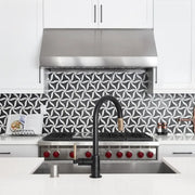 Petal Noir/Blanc Honed Stone Mesh Pattern Marble Mosaic