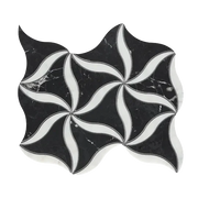 Petal Noir/Blanc Honed Stone Mesh Pattern Marble Mosaic