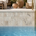 Philadelphia 04x04 Tumbled Travertine Tile 4x4 — Swimming Pool waterline