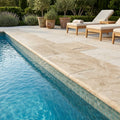 Philadelphia 12x24x2 Tumbled Travertine Single Bullnose Pool Coping — Swimming Pool remodel pool edge