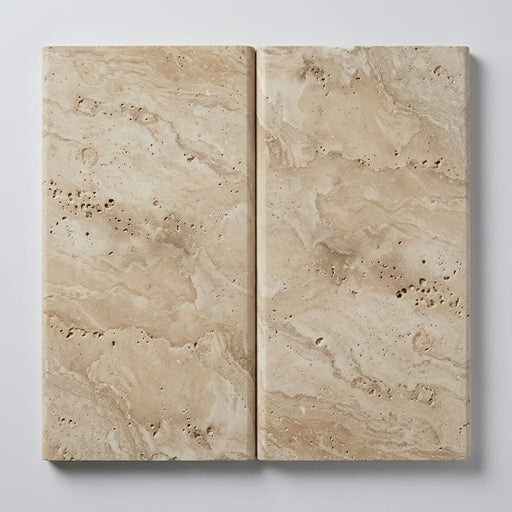 Philadelphia 12x24x2 Unfilled & Honed Travertine Single Bullnose Pool Coping close-up