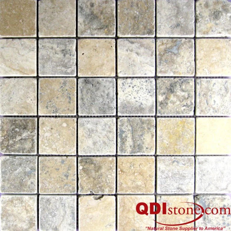 Philadelphia 2x2 Tumbled Travertine 3D Mosaic Tile