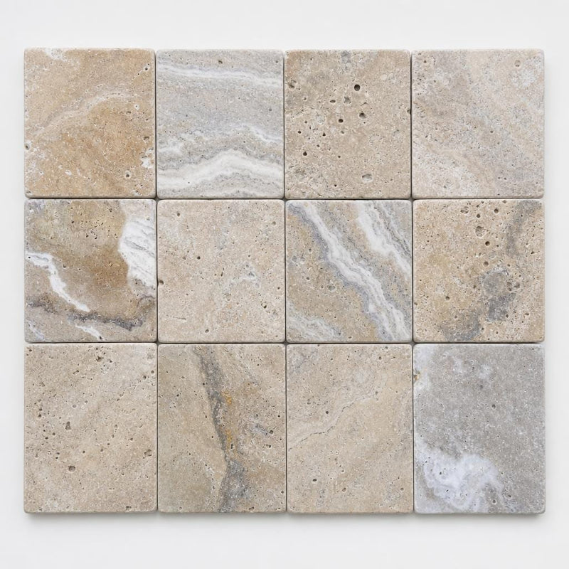 Philadelphia 1x1 Tumbled Travertine Mosaic Tile close-up