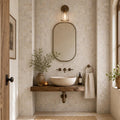 Philadelphia 1x1 Tumbled Travertine Mosaic Tile — Powder Room wall