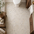 Philadelphia 2x2 Tumbled Travertine 3D Mosaic Tile — Bathroom floor