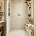 Philadelphia 6x6 Tumbled Travertine Tile — Bathroom shower floor