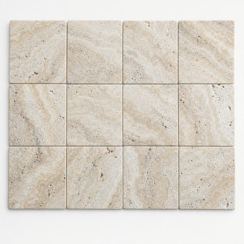 Philadelphia 6x6 Tumbled Travertine Tile close-up