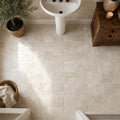 Philadelphia 6x6 Tumbled Travertine Tile — Powder Room floor