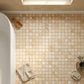 Philadelphia Travertine 1x1 Tumbled Travertine Mosaic — Bathroom floor