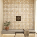 Philadelphia Travertine 1x1 Tumbled Travertine Mosaic — Bathroom shower floor