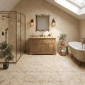 Philadelphia Travertine 12x12 Tumbled Travertine Tile — Bathroom floor