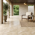 Philadelphia Travertine 18x18 Filled & Honed Travertine Tile — Covered Patio floor